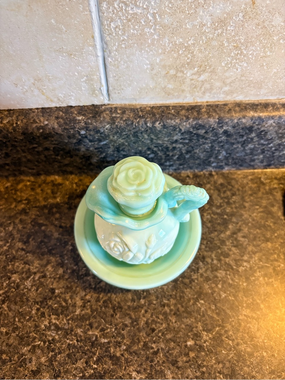 Avon Mint Green Embossed Pitcher and Bowl Set - Picture 2 of 5